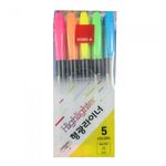 DONG-A Hi-Liner Highlighter 5-Color Set | Vivid Neon Colors | Long-Lasting Anti-Dry Cap | Non-Toxic | Made in Korea