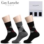 Guy Laroche Men’s Dress Socks GL-S-A3 (Color Random) – 3 Pair Set, Argyle pattern, Combed Cotton, Crew Socks for Men for Casual Business & Formal Attire _ Made in KOREA