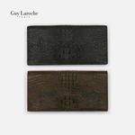 Guy Laroche Premium Caiman Crocodile Leather Long Wallet 300-035-70 | Genuine Exotic Leather | Cowhide Interior | 10 Slots | Black & Dark Brown