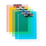 Munhwa File F915-71 Premium A4 Transparent Plastic Clipboard with Pen Holder and Hanging Hole Made in Korea