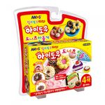 AMOS I-Dough Donut Maker Set 40g x 4 Colors Wheat-Based Soft Modeling Clay Kit Made in Korea