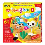 AMOS I-Clay 6 Colors Set 18g with Tools Accessories and Glitter Glue DIY Modeling Kit Made in Korea