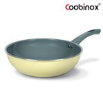 Coobinox® Pastello Induction Ceramic Non-Stick Wok Pan 28cm(CO-22-04) Aesthetic Pastel Design with Pouring Rim for All Heat Sources