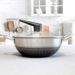 Coobinox® BONIS IH Party Wok 26cm (CO-15-09) - Embossed Non-stick, Space-Saving Self-Standing Lid