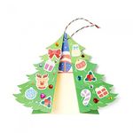 Minhwa Shop DIY Christmas 3D Tree Card Kit with Stickers and Hanging String for Holiday Decorating