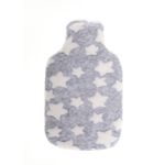 HUGOFROSCH Germany Made Classic Hot Water Bottle 1.8L Star Grey Soft Fleece Cover Eco Friendly Warmer