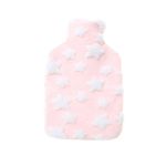 HUGOFROSCH Germany Made Classic Hot Water Bottle 1.8L Star Pink Soft Fleece Cover Eco Friendly Warmer
