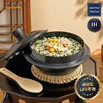 GIORNO FELICE IH Induction Traditional Korean Cauldron Pot Gamasot 18cm Non-Stick Titanium Ceramic Coated Heavy-Duty Rice Cooker (Complimentary Bamboo Rice Paddle Included) _ Made in Korea