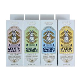 Magic Gargle Solid Toothpaste Portable Mouthwash Set of 4 (Lemon/Peach/Green Tea Mint/Eyeschool) Total 72 tablets_
