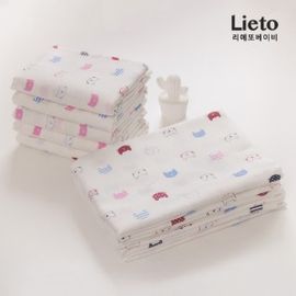 [Lieto_Baby] 100% cotton printing (Cats) diapers 5 sheets _ non-fluorescent  _ Made in korea 