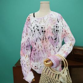 [Spring Bom] Water Printing Loose Fit Summer Knit(Pink)_ Made in KOREA