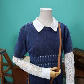 [Spring Bom] Denim Punching Detail Long Knit_ Made in KOREA