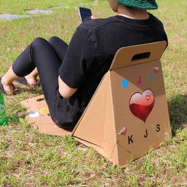 [Box Partner] Back Sitting Paper Chair Picnic Chair Corrugated Foldable Festival Performance Chair_Made in KOREA