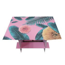 [Box Partner] foldable table (white palm/pink palm) corrugated paper folding table camping outdoor portable picnic prefabricated_Made in KOREA