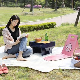 [Box Partner] Kakao Friends Ryan Achaffy Table Chair Set Corrugated Paper Foldable Portable Prefabricated Sitting Chair Table_Made in KOREA