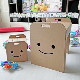 [Box Partner] smile desk and chair DIY toddler play table desk chair folding corrugated cardboard paper prefabricated_Made in KOREA