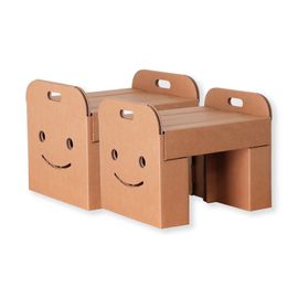 [Box Partner] Kids Smile Chair 2 pieces Corrugated cardboard desk chair table Folding paper prefabricated _ Made in KOREA