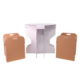 [Box Partner] round table, brown white chair, 2 pieces, corrugated desk, exhibition, indoor event, folding prefabricated paper table, chair set_Made in KOREA