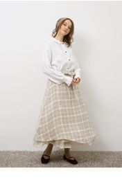 [Natural Garden] MADE N_ Lithuania Linen Back Banding Ribbon Skirt_A comfortable and feminine linen skirt,  Made in Korea