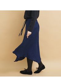 [Natural Garden] MADE N_ Lithuania Linen Back Banding Ribbon Skirt_A comfortable and feminine linen skirt,  Made in Korea