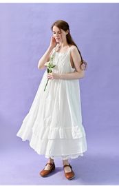[Natural Garden] MADE N_ Pintuck cancan string dress_ Adjustable length. Layered strap dress, Made in Korea