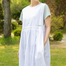 [Natural Garden] MADE N Lace Shirring Linen Apron Dress_High Quality Material, Cool Linen, Lovely lace _ Made in KOREA
