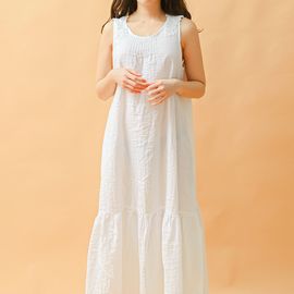 [Natural Garden] Motif Neck Double Paper Dress_High quality material, lace / pintuck point, pure cotton material_ Made in KOREA