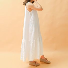[Natural Garden] Motif Neck Double Paper Dress_High quality material, lace / pintuck point, pure cotton material_ Made in KOREA
