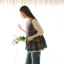 [Natural Garden] MADE N Check Linen Cut Vest_High quality material, linen material, self-made best_ Made in KOREA