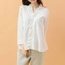 [Natural Garden] MADE N Neckfrill Cardigan Blouse_High-quality material, self-made, luxurious frill V-neck line_ Made in KOREA