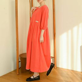 [Natural Garden] MADE N Gather Sleeve Linen Dress_High-quality material, linen material, eco-friendly material_ Made in KOREA