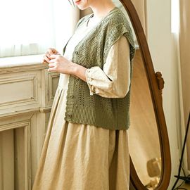 [Natural Garden] MADE N Gather Sleeve Linen Dress_High-quality material, linen material, eco-friendly material_ Made in KOREA