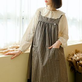 [Natural garden] MADE N Check Short Apron Dress_High-quality material, washing processing, soft cotton fabric_ Made in KOREA