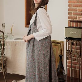 [Natural Garden] MADE N Flower Printed Linen Suspenders Dress_High quality material, linen material, the best quality_ Made in KOREA