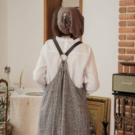 [Natural Garden] MADE N Flower Printed Linen Suspenders Dress_High quality material, linen material, the best quality_ Made in KOREA