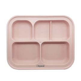 IBYEOL Friends Premium Platinum Silicone Suction Plate with Lid for Baby Self-Feeding Toddler Sectioned Meal Tray Pink  _ Made in KOREA