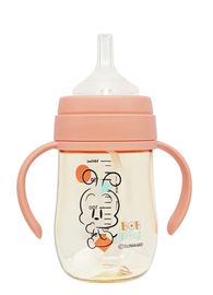 IBYEOL Friends Little BOBDOG Premium PPSU Weighted Straw Cup Anti-Colic Leak-Proof Baby Water Bottle 180ml Coral Pink_ Made in KOREA