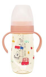 IBYEOL Friends Little BOBDOG Premium PPSU Car Design Weighted Straw Cup Anti-Colic Leak-Proof Baby Bottle 270ml Coral Pink  _ Made in KOREA