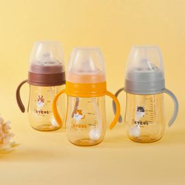 IBYEOL Friends New Premium PPSU Weighted Straw Cup 180ml for Toddlers Anti-Colic Leak-Proof BPA-Free Safe SILVER _ Made in KOREA