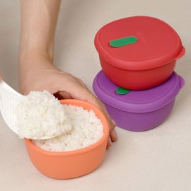 IBYEOL Friends Nicoletta Platinum Silicone Freezer Safe Rice Container 350ml Leakproof Food Storage 3-Pack Set _ Made in Korea 