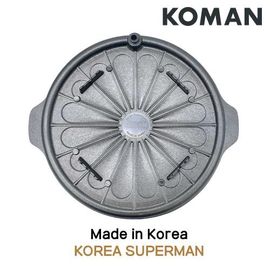 [KOMAN] BBQ Titanium Coated Rounded Roasting Pan 34cm - Gas Stove Nonstick Cookware 6-Layers Coationg Frying Pan - Made in Korea