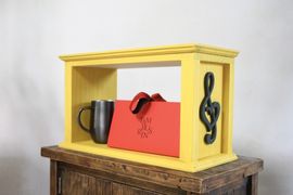 [Dosian Factory] High-Quality Wooden Shelf (Mustard Color Note Pattern)_Bookcase, Shelf, Housewarming Gift, Interior Decor_Made in Korea