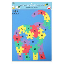 [FOBWORLD] ZooZoo Magnet Puzzle _ Animal Jigsaw, Bear, Elephant, Rhinocero, Alphabet Puzzle for Toddlers, ABC Learning, Eco-friendly Educational Toy, Preschool Learning _ Made in Korea