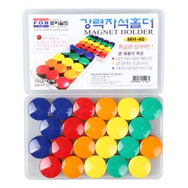 [FOBWORLD] Round Magnet Holder Bulk 32mm 44Pcs _ Notice Board/Planning Magnets, Round Plastic Covered Magnetic Buttons, Refrigerator Whiteboard Magnets for School Office Home _ Made in Korea