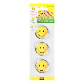 [FOBWORLD] Smile Magnet Holder 32mm 3Pcs _ Emoji Round Magnetic Holder, DIY Personalized Magnet for Photo Display Board Locker Fridge School Office Home, Make Your Own Magnets _ Made in Korea