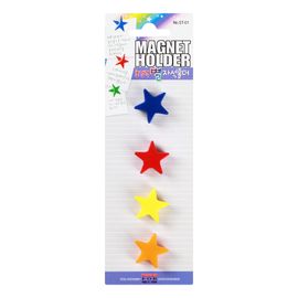 [FOBWORLD] Star Magnet Holder 24mm 4Pcs _ Colorful Star Shaped Powerful Neodymium Magnets, Notice Board/Planning Magnets, Refrigerator Whiteboard Magnets for School Office Home _ Made in Korea