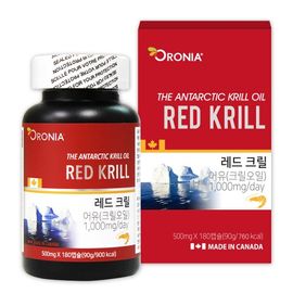 [Oronia] Red Krill 180 Capsules_Antarctic Krill Oil, Phospholipids, Astaxanthin, 90 Day Supply_Made in Canada