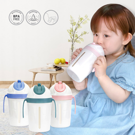 [Kinder palm] 3 kinds of iDuo straw cups, baby infant nursery straw cup water bottle_2 layers vacuum structure, backflow prevention, BPA FREE (overseas sales only)_Made in Korea