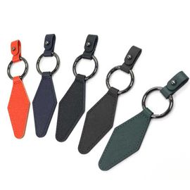 [WOOSUNG] Rhombus Leather Keyrings (Additional Services for Ring Decorations) - Leather Car Keyrings AirPods Key Ring - Made in Korea