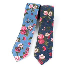 [MAESIO] KCT0090 Fashion Flower Denim Slim NeckTie 6cm 3Color _ Men's Tie, Business Office Look, Wedding Party,Made in Korea,
